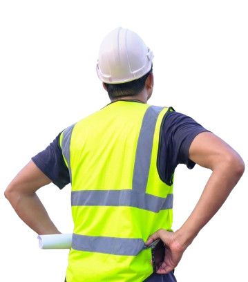 Construction worker wearing hi-vis vest